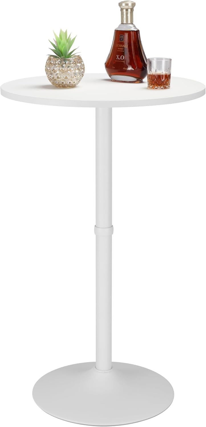 Finnhomy 24'' Round Cocktail Bar Table with Metal Base, Tall Bistro P...