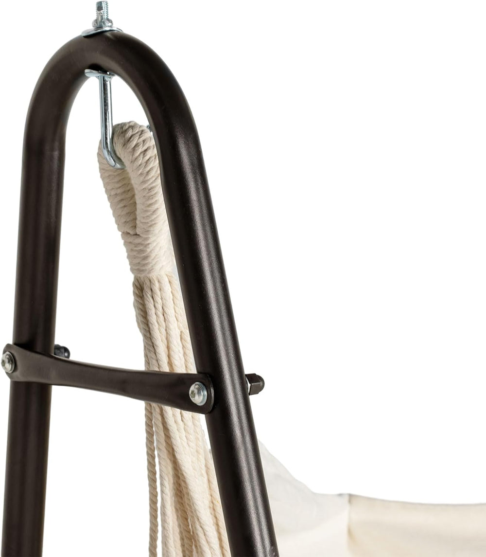 Outsunny Patio Hammock Chair Outdoor with U Shape Stand Brown/Cream White