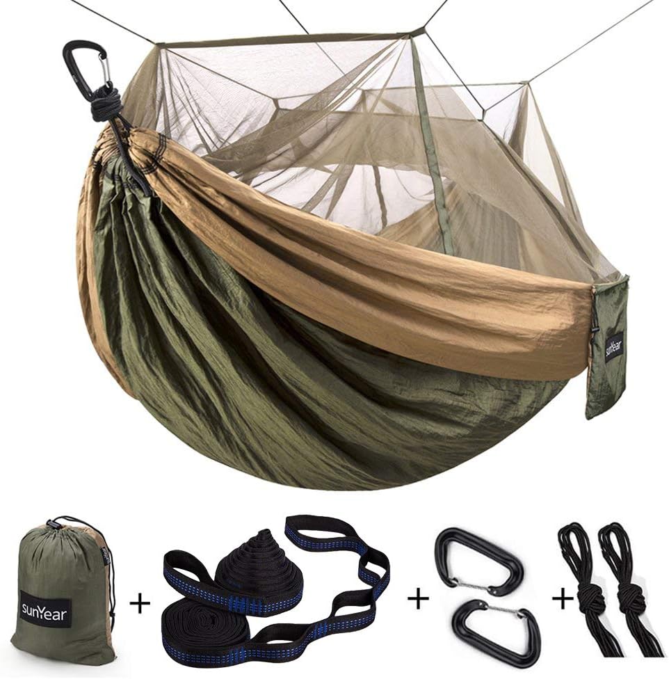 Sunyear Camping Hammock, Portable Single & Double Hammock with Net, 2 Per...