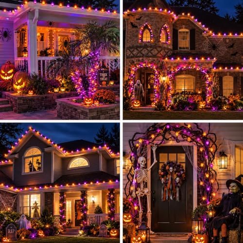 Connectable 2PK C9 Orange Purple Halloween String Light Plug in 86FT 100LED
