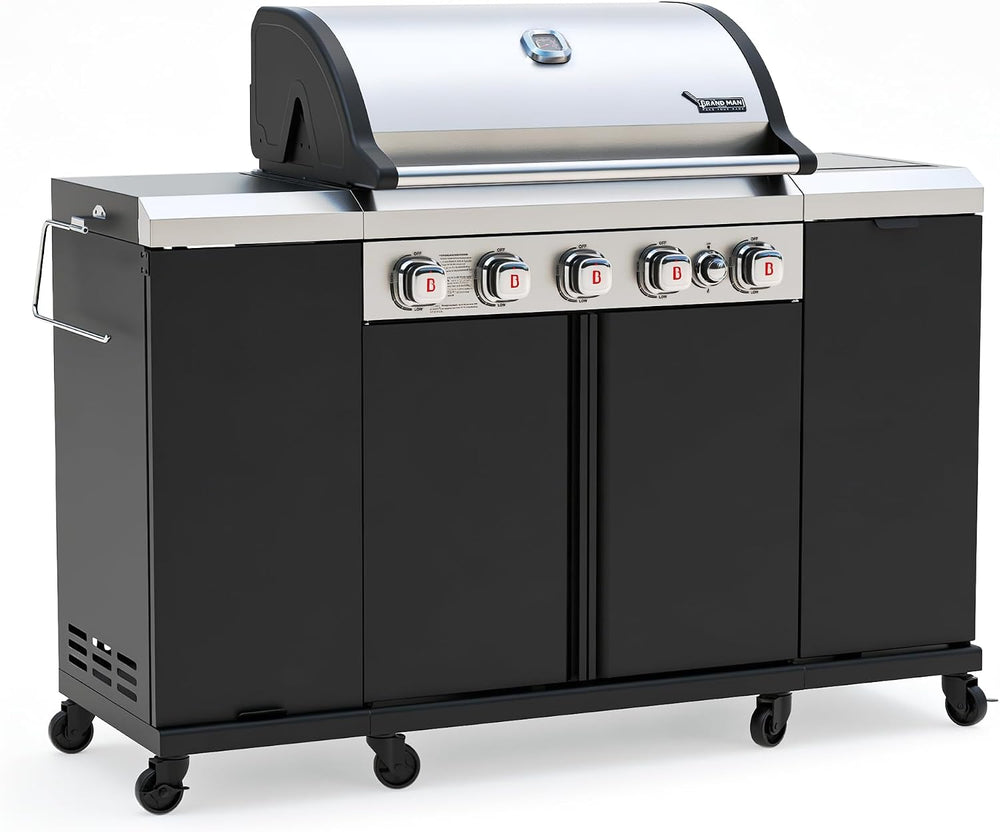 Brand-Man Propane Gas Grill Island Outdoor Kitchen & Storage Cabinets