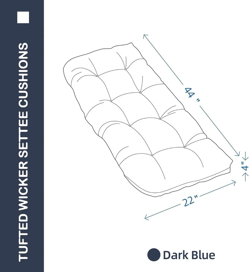 Outdoor Bench Cushion 44x22x4 Inch Loveseat Pad, Dark Blue