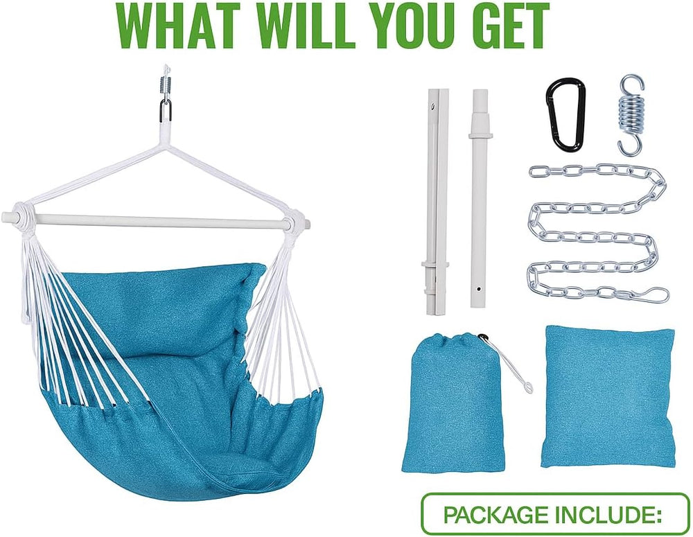 Backyard Expressions Hanging Hammock Chair Swing with Cushions & Hanging ...