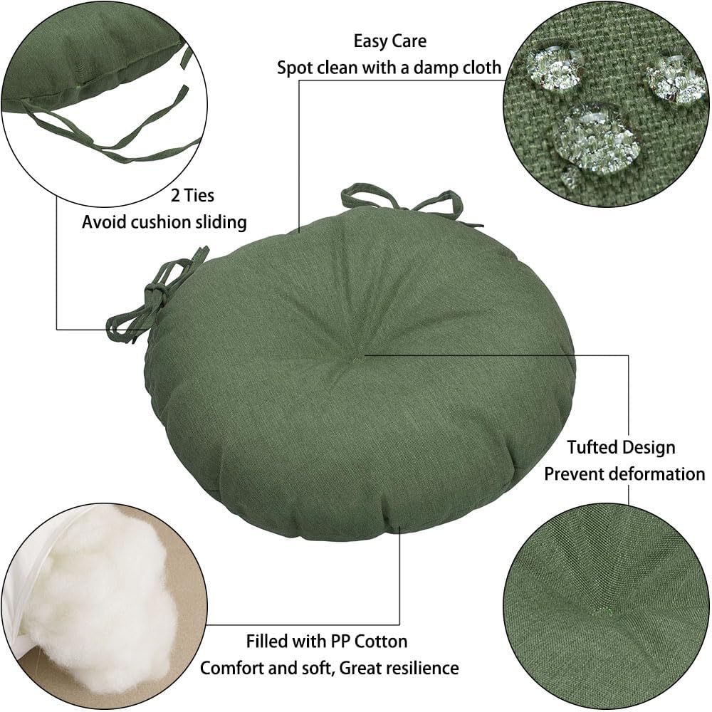 Magpie Fabrics 15" Round Bistro Seat Cushions with Ties, Set of 2, Water...