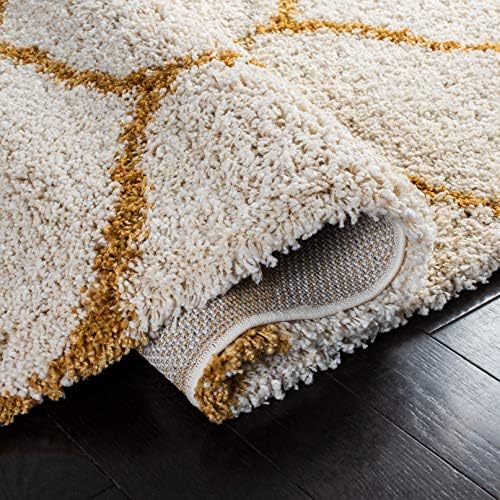 SAFAVIEH Hudson Shag Rug 5'3"x7'6", Plush Trellis Ivory &am...