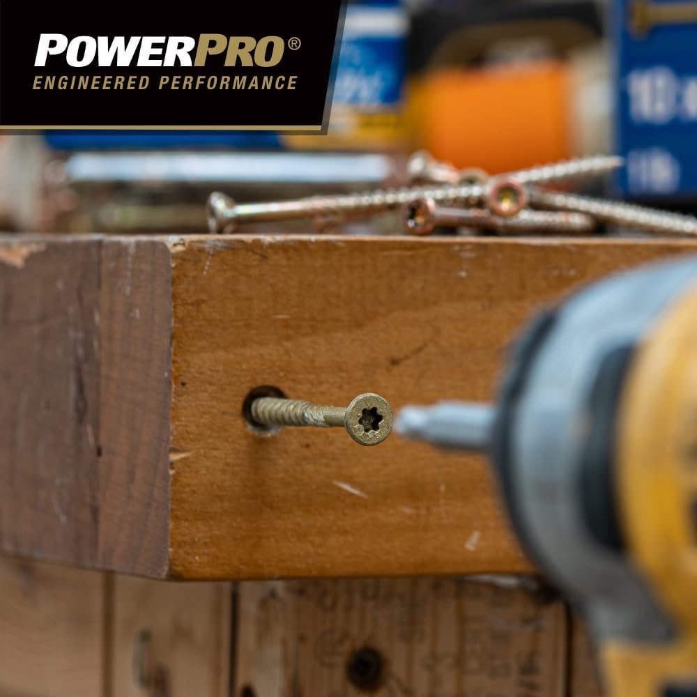 Power Pro Exterior Wood Screws, #9 x 3in Flat Head, 2000 Pieces, Bronze