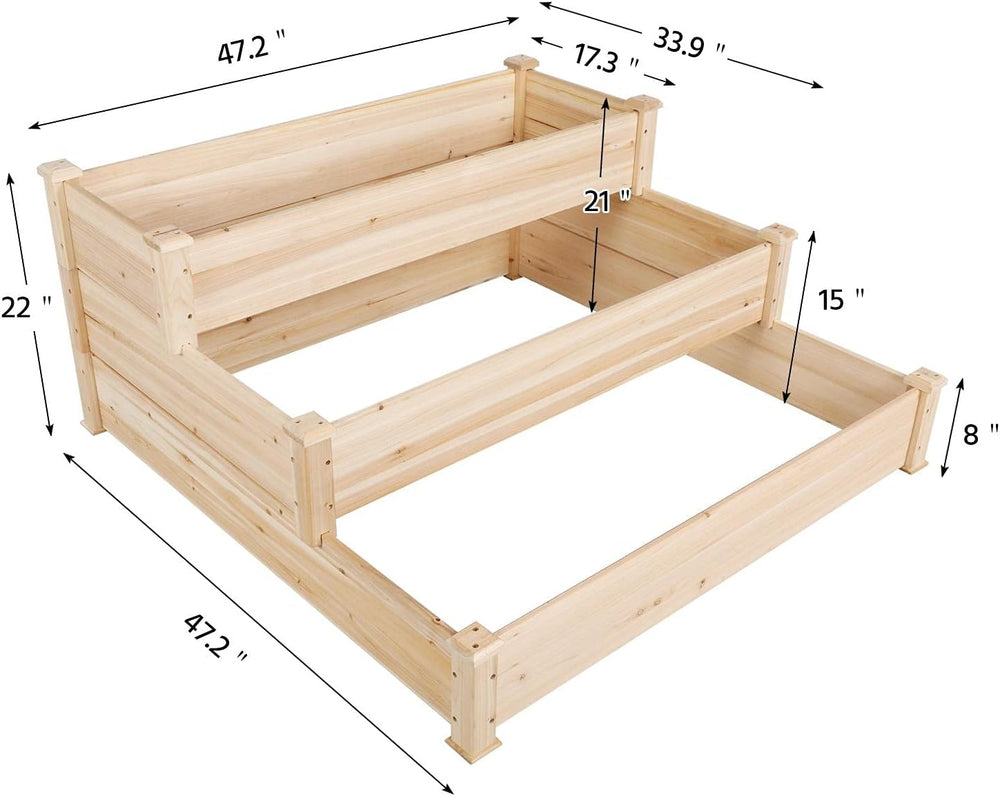 Yaheetech 3 Tier 47 x 47 x 22in Raised Garden Bed Horticulture Outdoor Elevat...