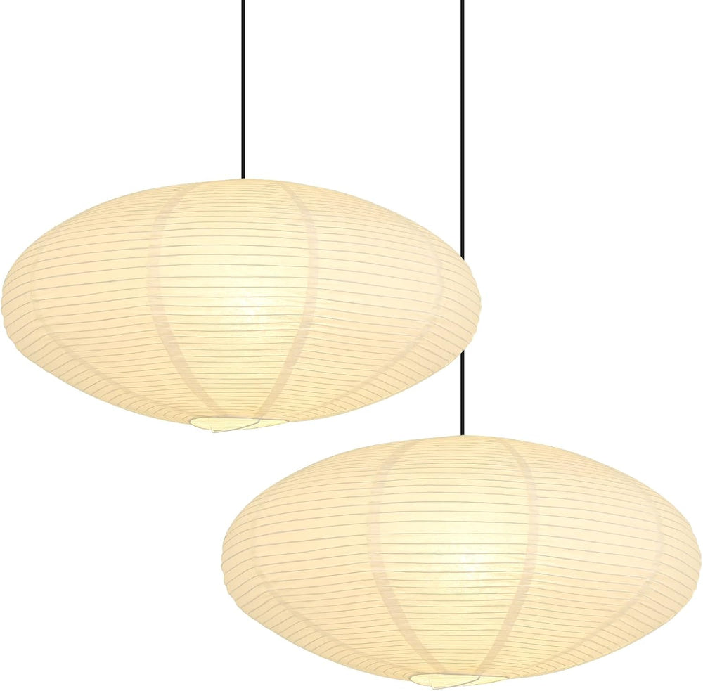 2 Pack White Oval Paper Lantern Lampshades, 20 x 10 Inch Hanging Paper Lanter...