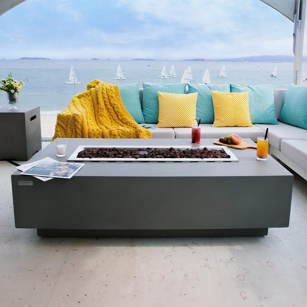 Granville Concrete Fire Pit 60" x 27" Outdoor Patio Firepit Include...