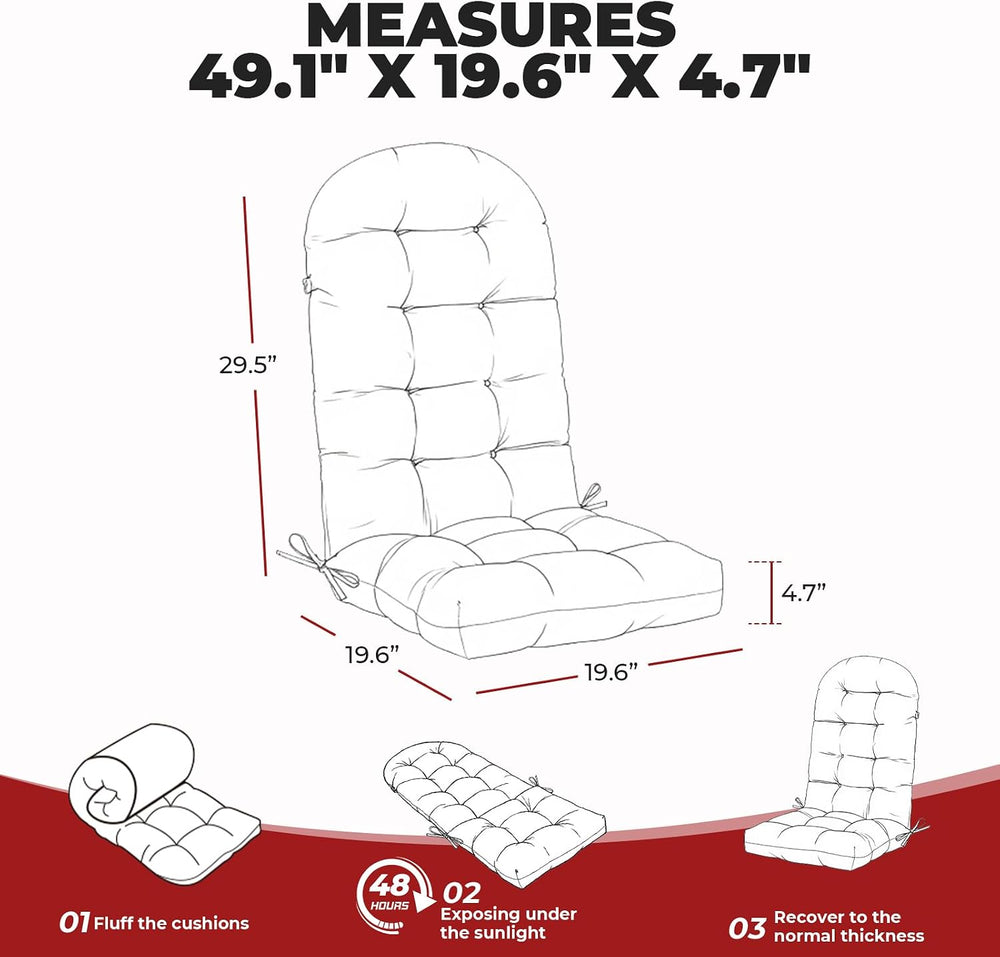 DANGHOOGY Adirondack Chair Cushion, 49x20x4 Outdoor Chair Cushions Red FL