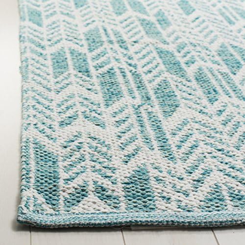 SAFAVIEH Montauk Collection Accent Rug - 3' x 5', Aqua & Ivory, H...