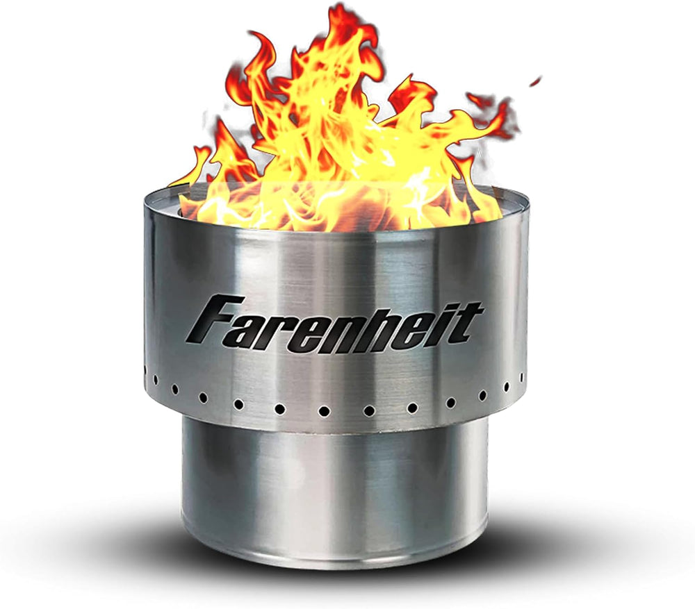 Farenheit 13.5" Stainless Steel Smokeless Fire Pit | Portable Outdoor Wo...