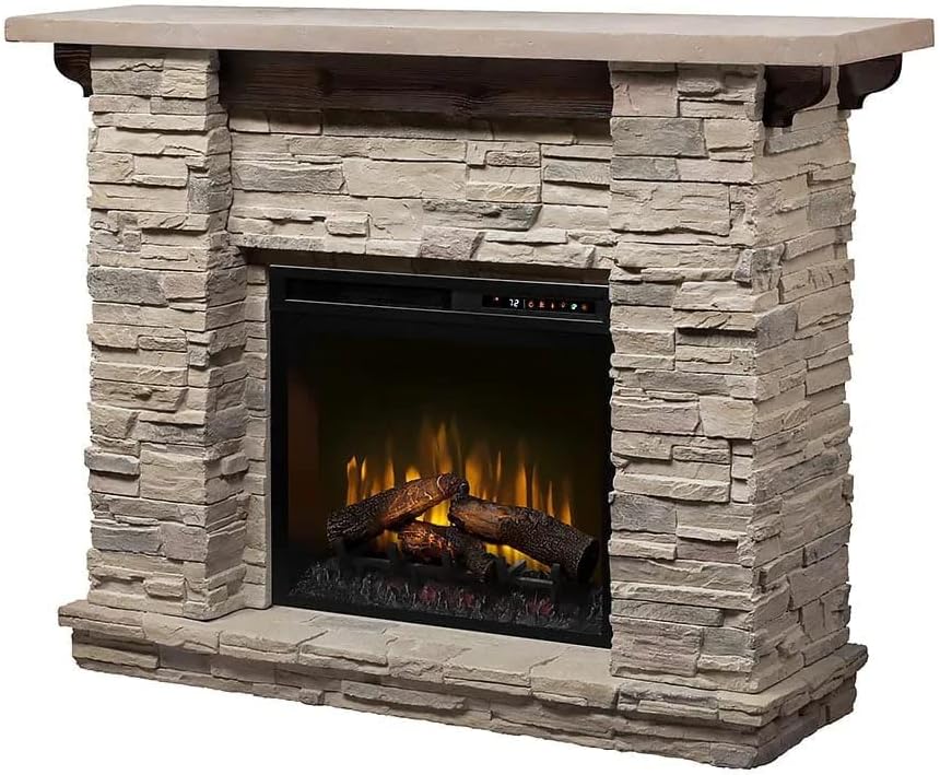 Dimplex Featherston Electric Fireplace with Mantel Surround Package | Pine wi...