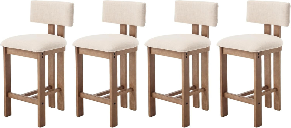chairus Farmhouse Bar Stools Set of 4 Modern 26” Counter Height Bar Stools wi...