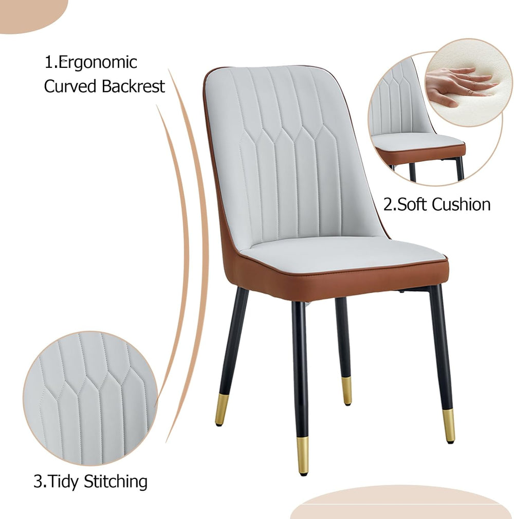 Ebullient Modern Dining Chairs Set of 2, Armless PU Leather Upholstered Seat ...