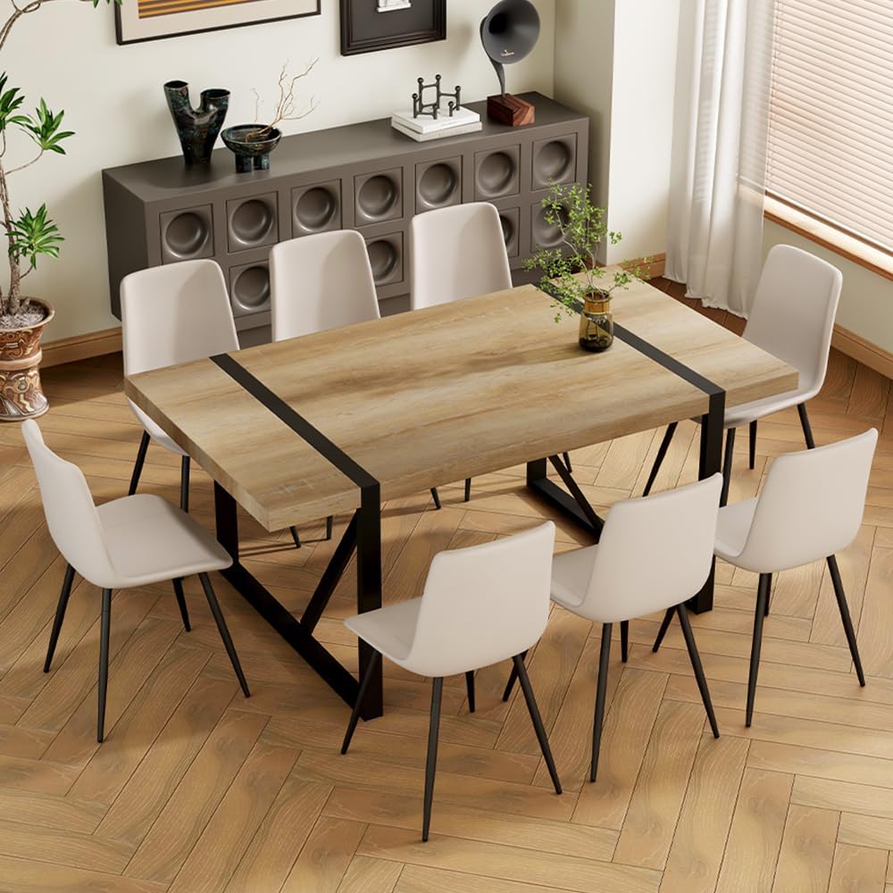 Dining Table Set for 8, 71'' Wood Dining Table and Chairs Set of 8