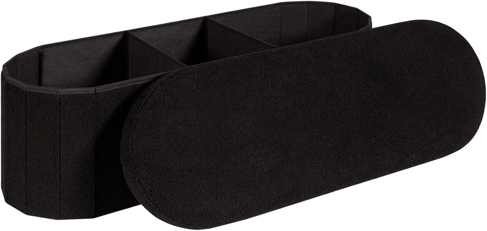43.3 Inches Foldable Storage Ottoman Bench, Oval Footrest