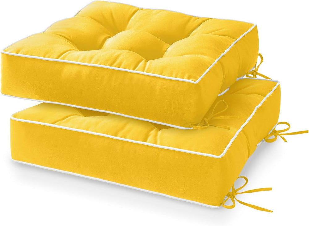 HARBOREST Outdoor Chair Cushions Set of 2, Tufted Patio Chair Cushions with T...