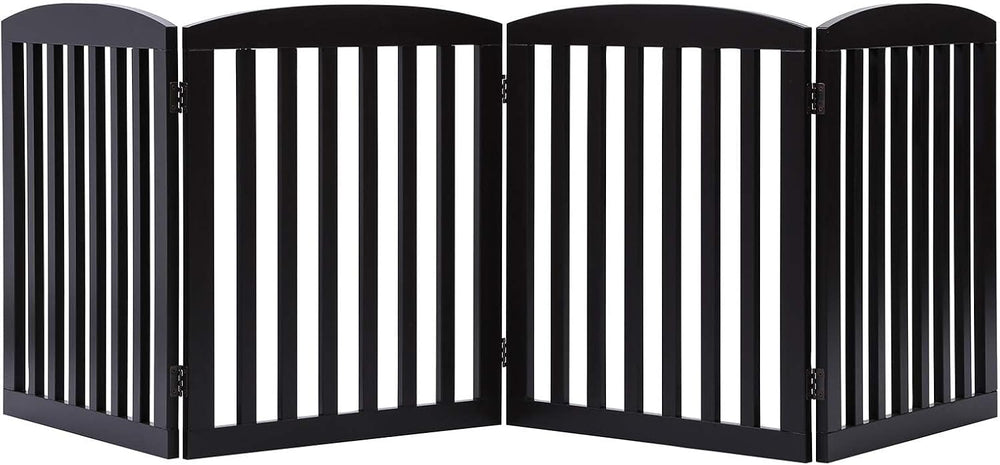 PAWLAND Wooden Freestanding Foldable Pet Gate for Dogs, 24 Inch H, 4 Panels