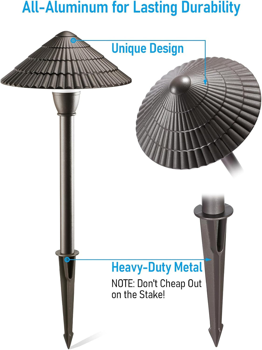 LEONLITE 4-Pack LED Low Voltage Landscape Path Lights, 12-24V AC/DC, 4000K