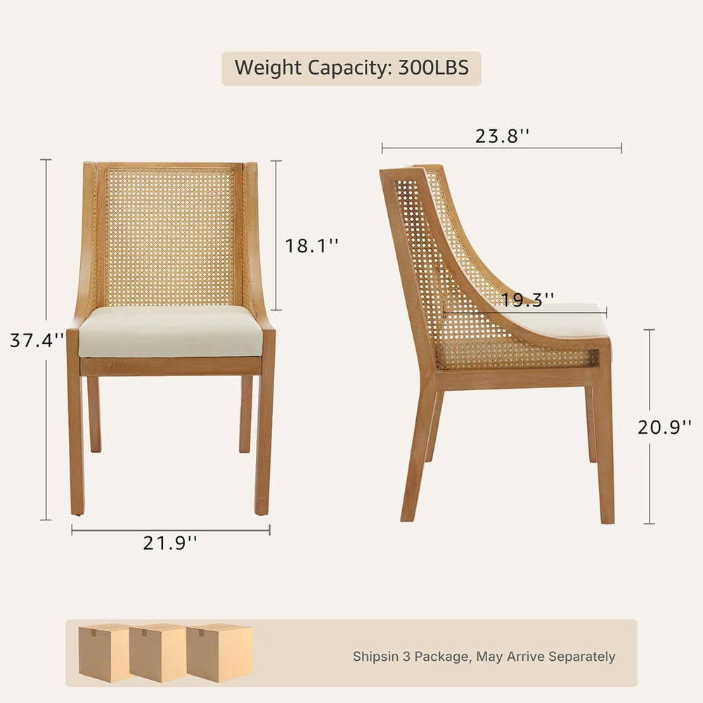 Mid Century Modern Dining Chairs Set of 6, Rattan Dinning Chair with a Square...