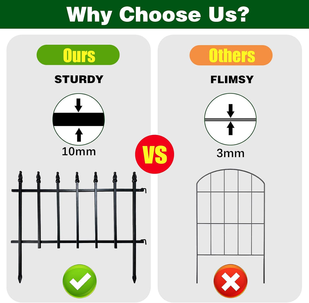 Thealyn 18"H x 22"W Decorative Metal Garden Border Fence, 5 Panels,...