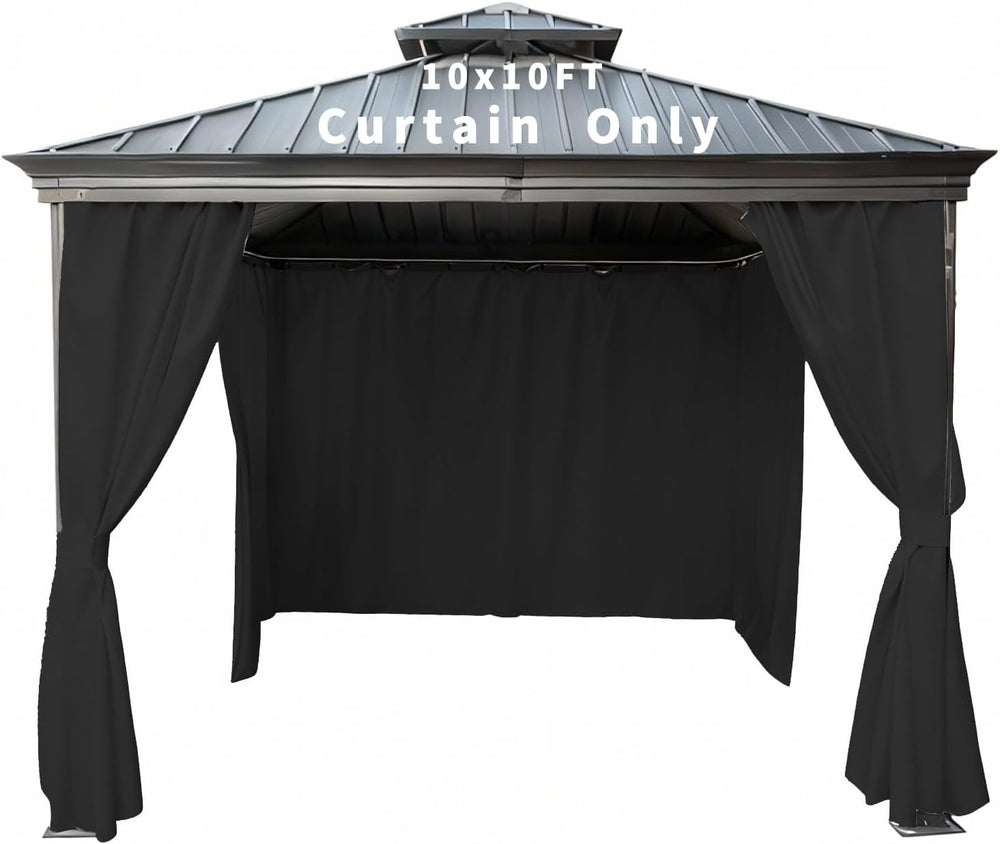 Gazebo Curtain Replacement Universal Privacy Curtain 10'X10'-4Panel-B...