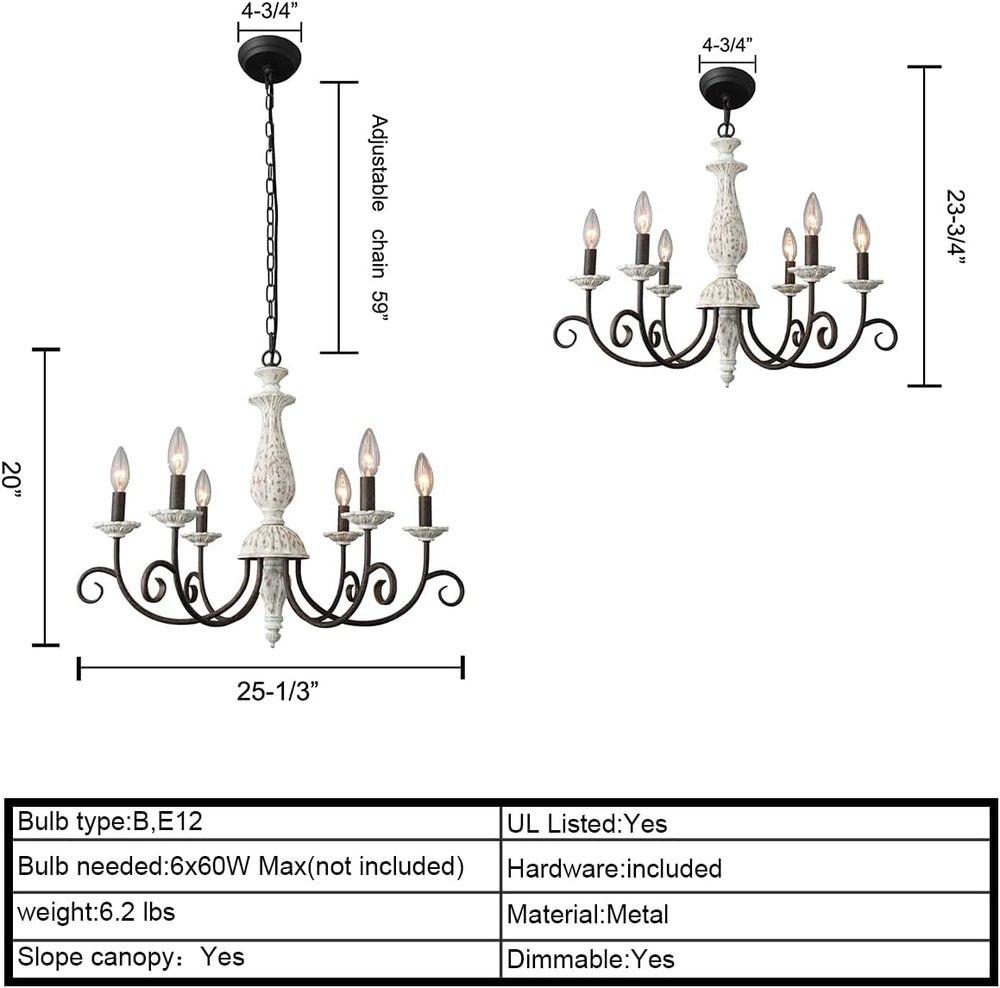 Rustic French Country Chandelier for Dining Room