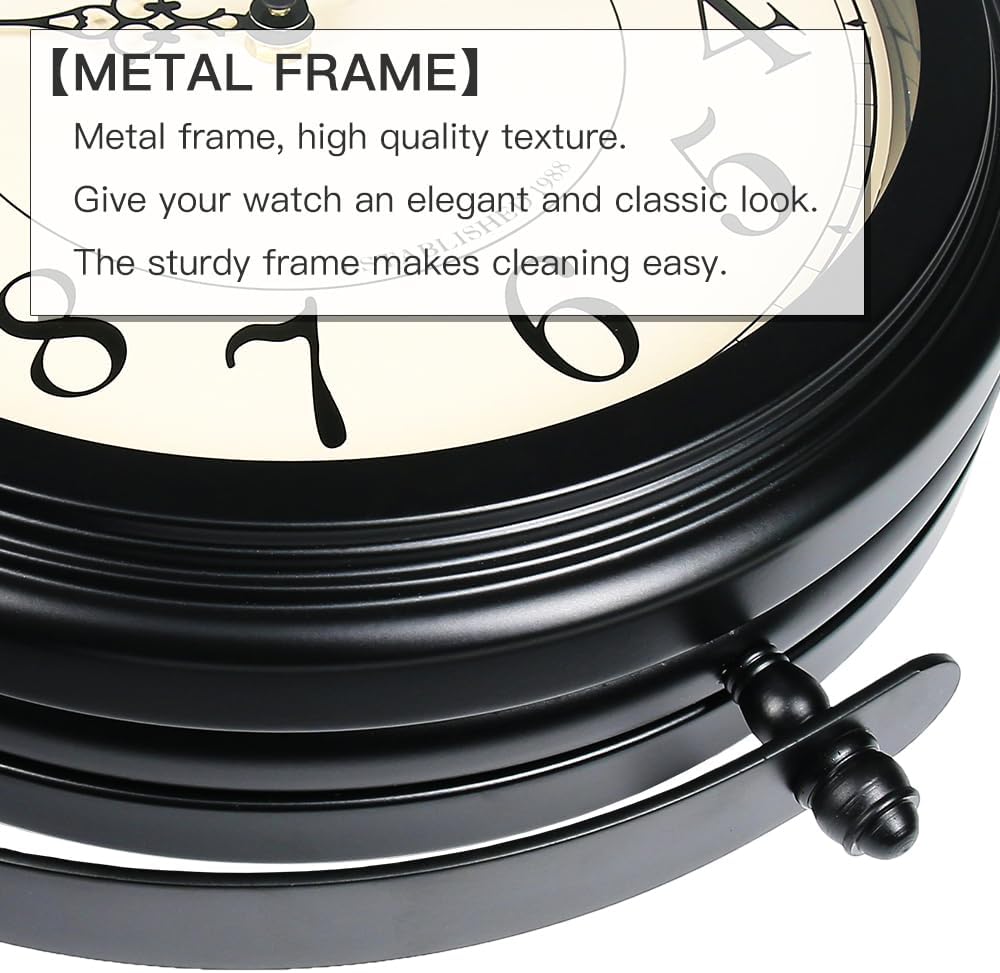 BESTIME 66264B 16-Inch Double Sided Metal Wall Clock with Black Frame.Sturdy ...