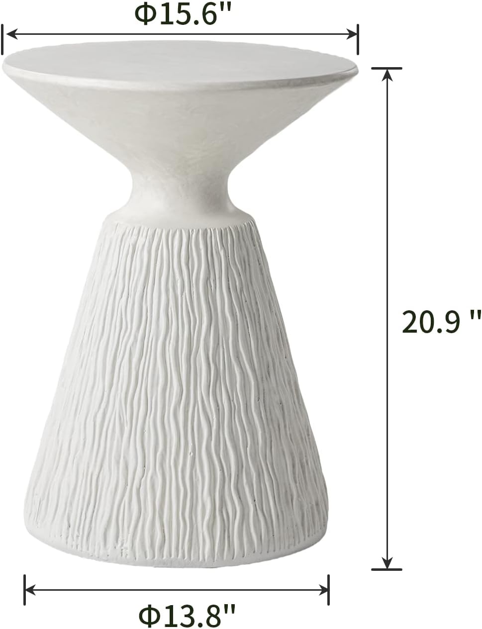 SUNBURY White Outdoor Side Table,Concrete End Table Set of 2,Mushroom Shape