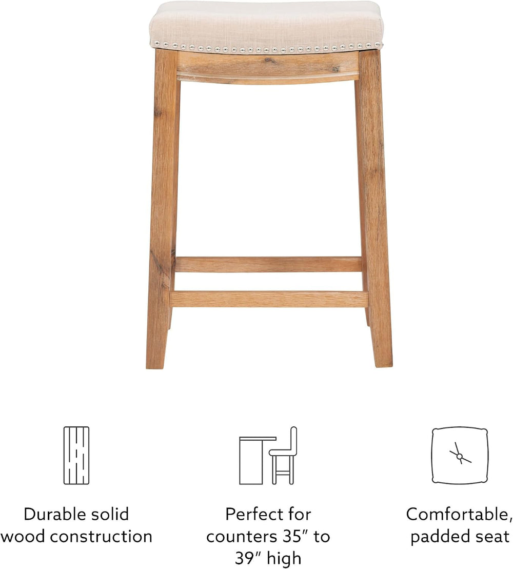 Linon Home Décor Kingston Acacia Counter Stool, Brown