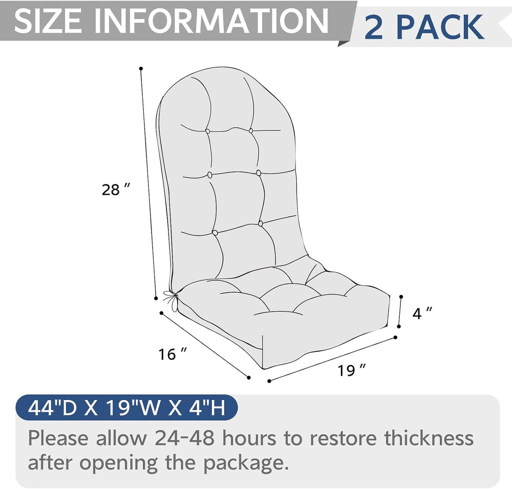 Outdoor Adirondack Chair Cushions with Ties, Tufted Outdoor Chair Cushion, An...