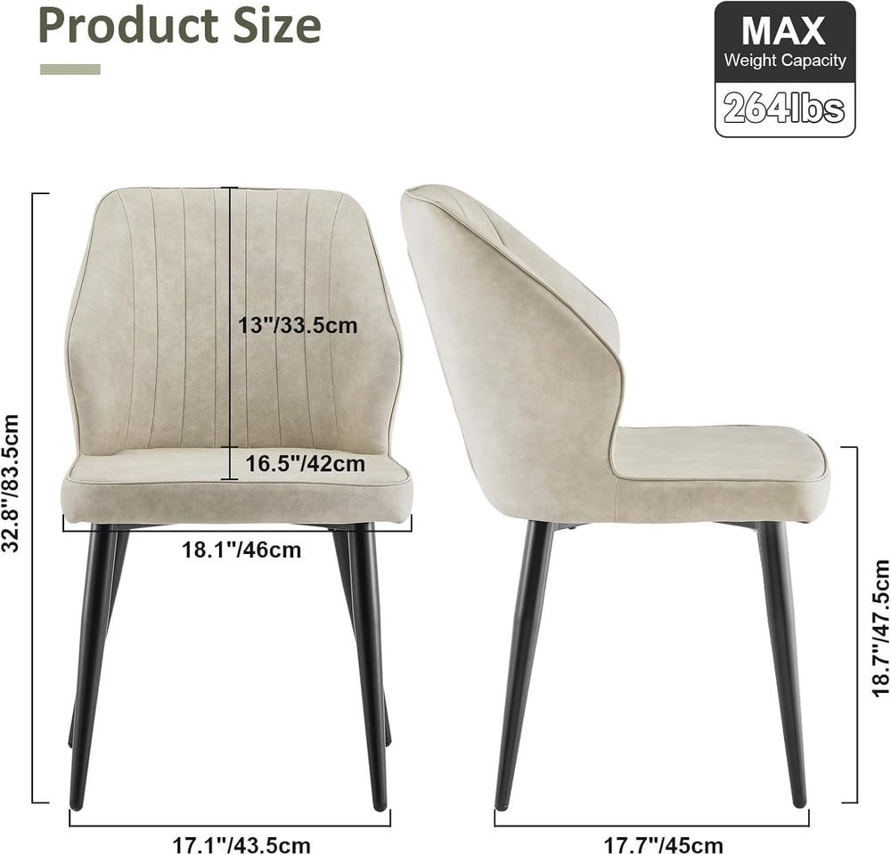TUKAILAi Modern Dining Chairs Set of 2, Faux Leather Upholstered Kitchen Chai...