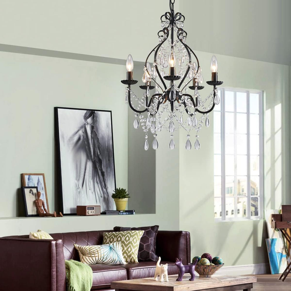 Saint Mossi 5-Lights Crystal Chandelier, Farmhouse Pendant Light Fixtures, H2...