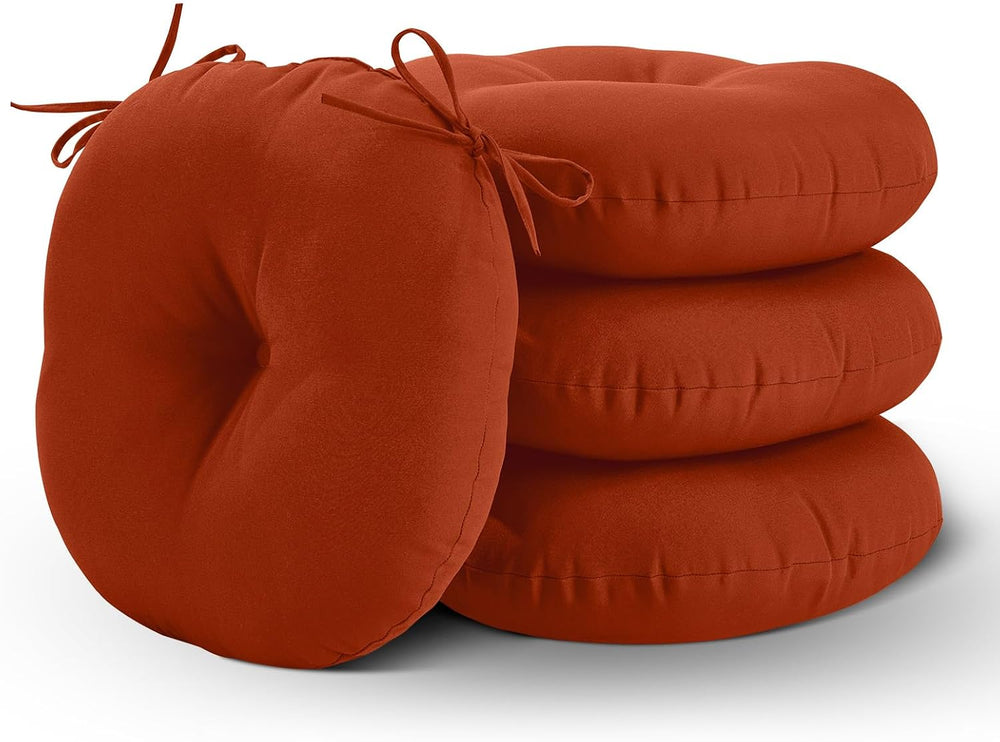 Round Outdoor Chair Cushions Set of 4, Tufted Bistro Chair Cushions with Ties...