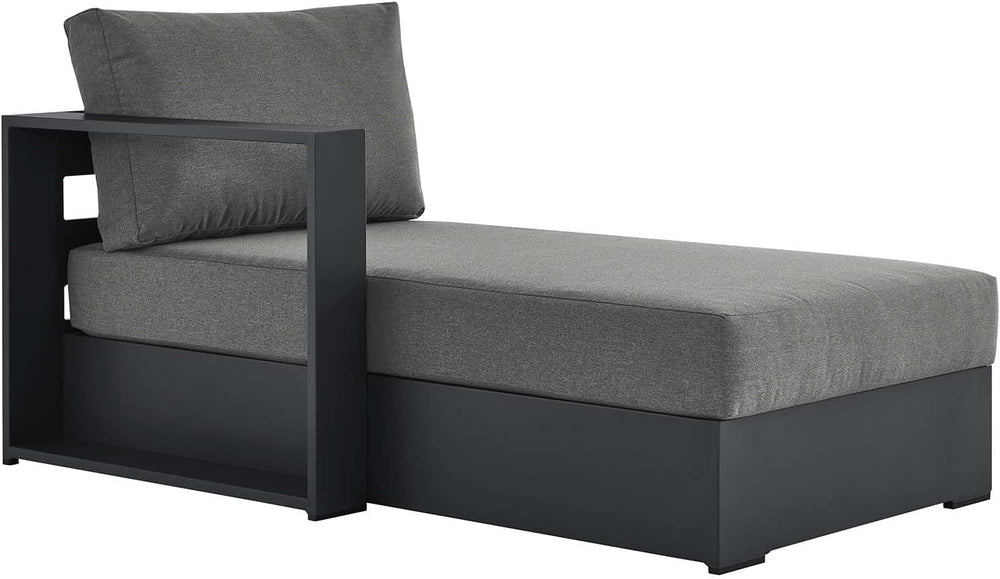 Modway Tahoe Aluminum Outdoor Chaise Lounge in Gray Charcoal with Weather-Res...