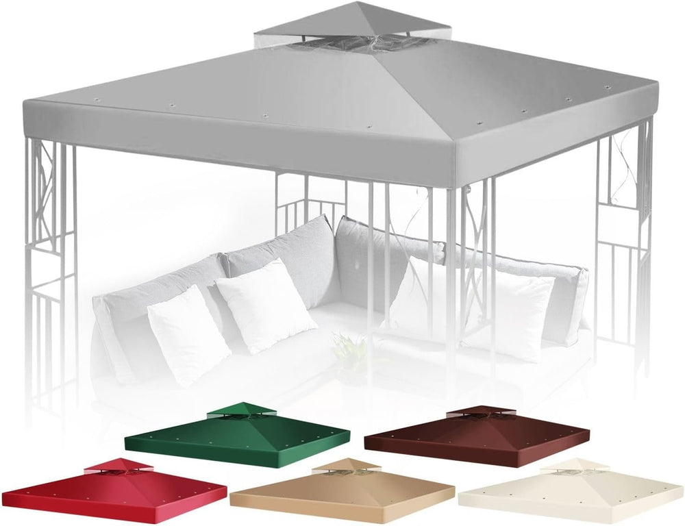 Flexzion Gazebo Cover Replacement Canopy Top 10x10 Ft (3m x 3m) - Double Tier...