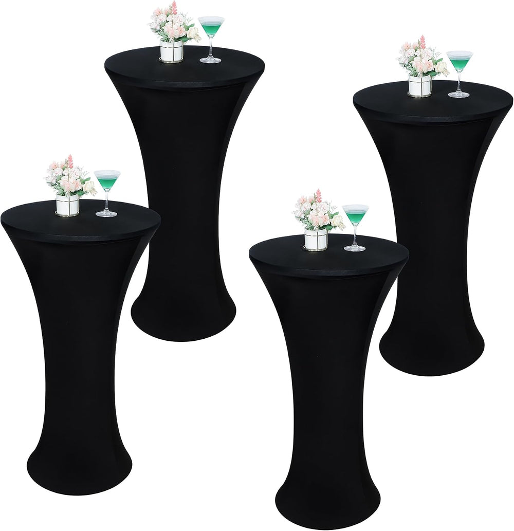 Wolkemer 4PCS 24x43 Inch Fitted Cocktail Tablecloth, Cocktail Table Cover