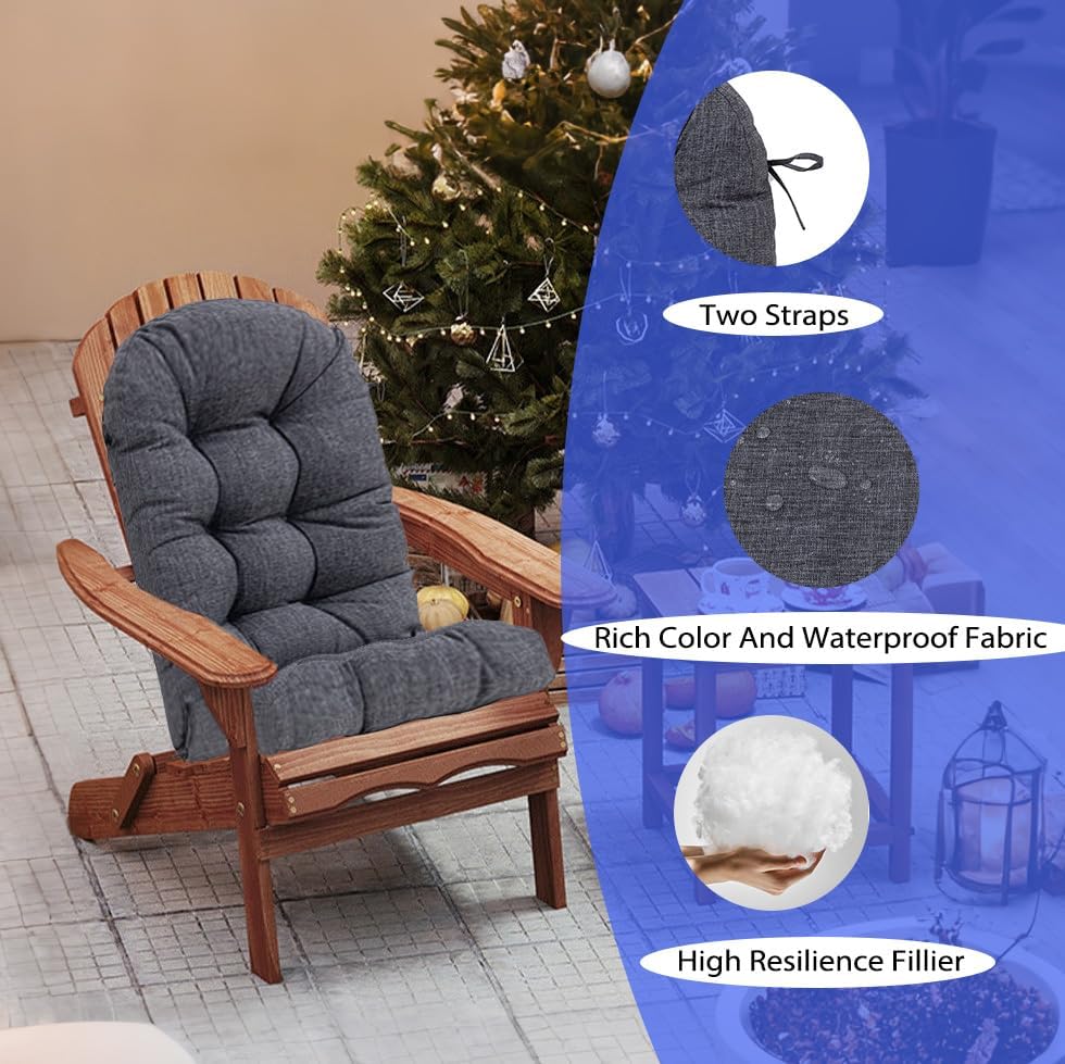 Outdoor Rocking Chair Cushion Set of 2 for Adirondack Chair, High Back Patio ...