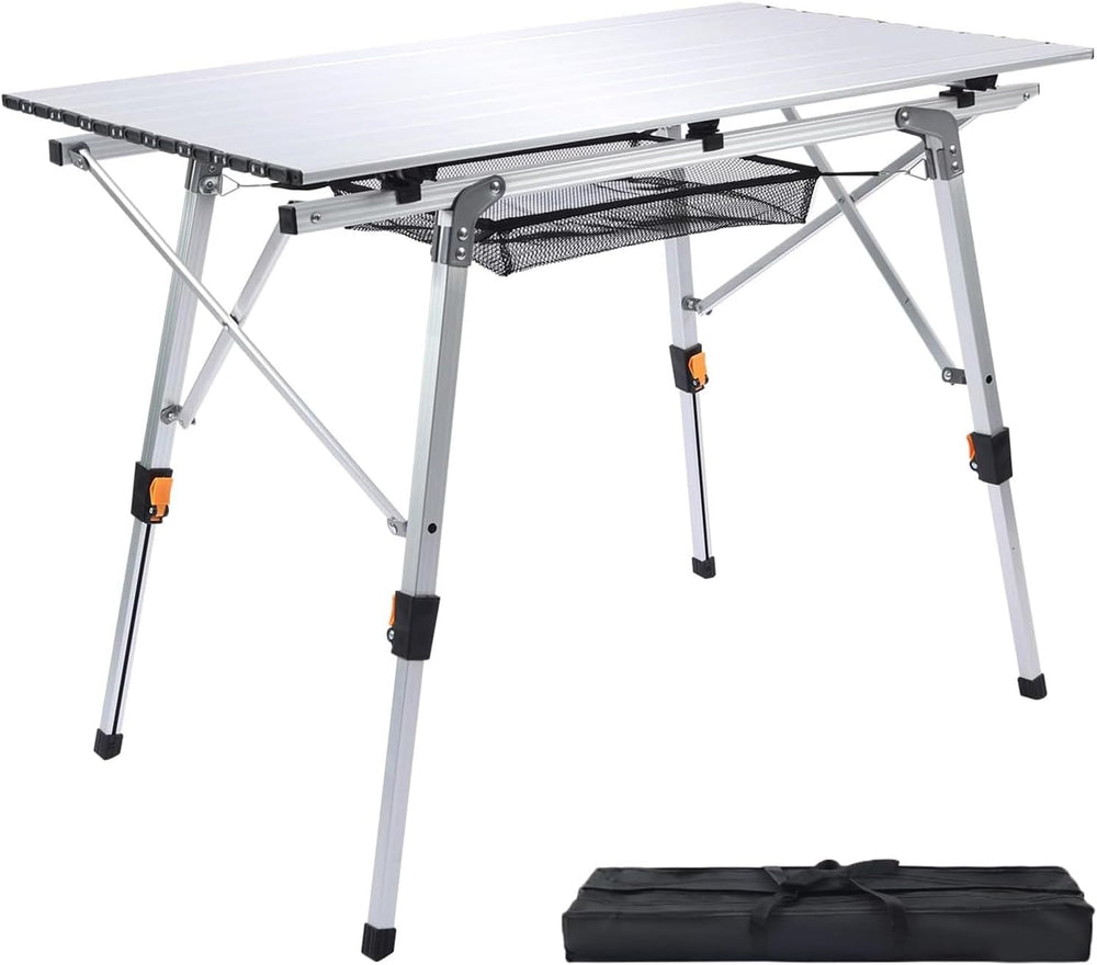 JOUYEK Folding Outdoor Camping Table, Lightweight Aluminum Camp Table White