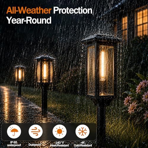 Tenmiro Solar Pathway Lights Outdoor 8 Pack, Bright Solar Garden Lights