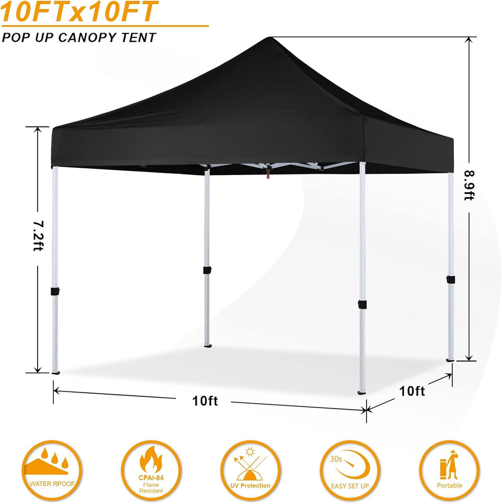 HLong 10x10 Heavy Duty Pop-Up Canopy, Black