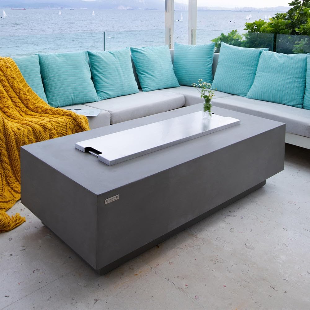 Granville Concrete Fire Pit 60" x 27" Outdoor Patio Firepit Include...