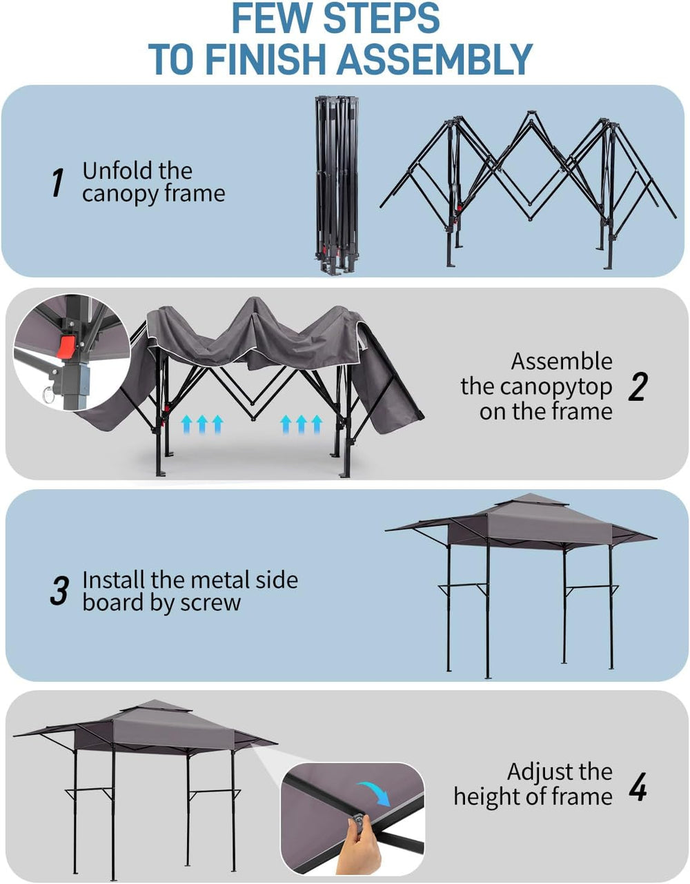 Outvita Grill Canopy for Outdoor BBQ, 80 * 40in Portable Folding Frame