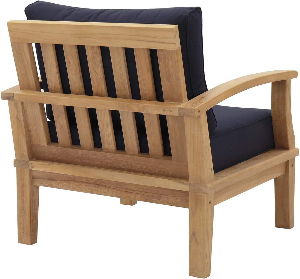 Modway EEI-1143-NAT-NAV-SET Marina Premium Grade A Teak Wood Outdoor Patio Ar...