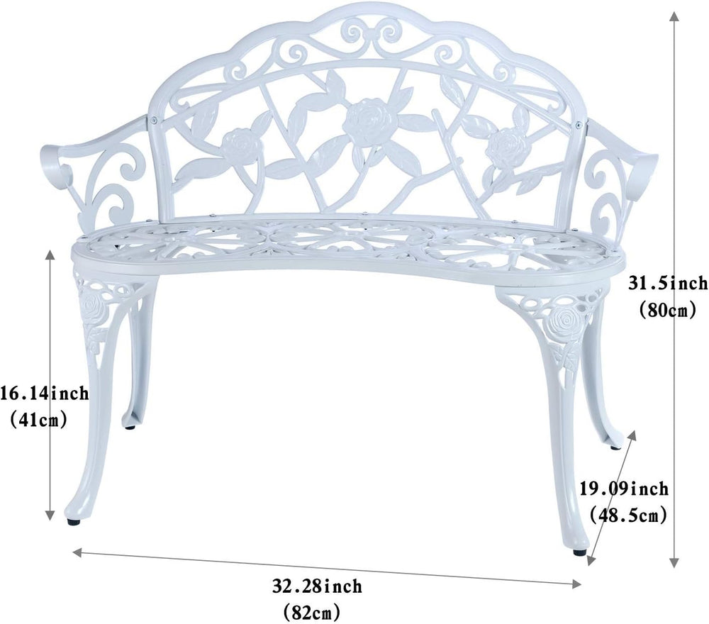 Patio Balcony Bench Double Seat, Anti-Rust Cast Aluminum Patio Garden Bench f...