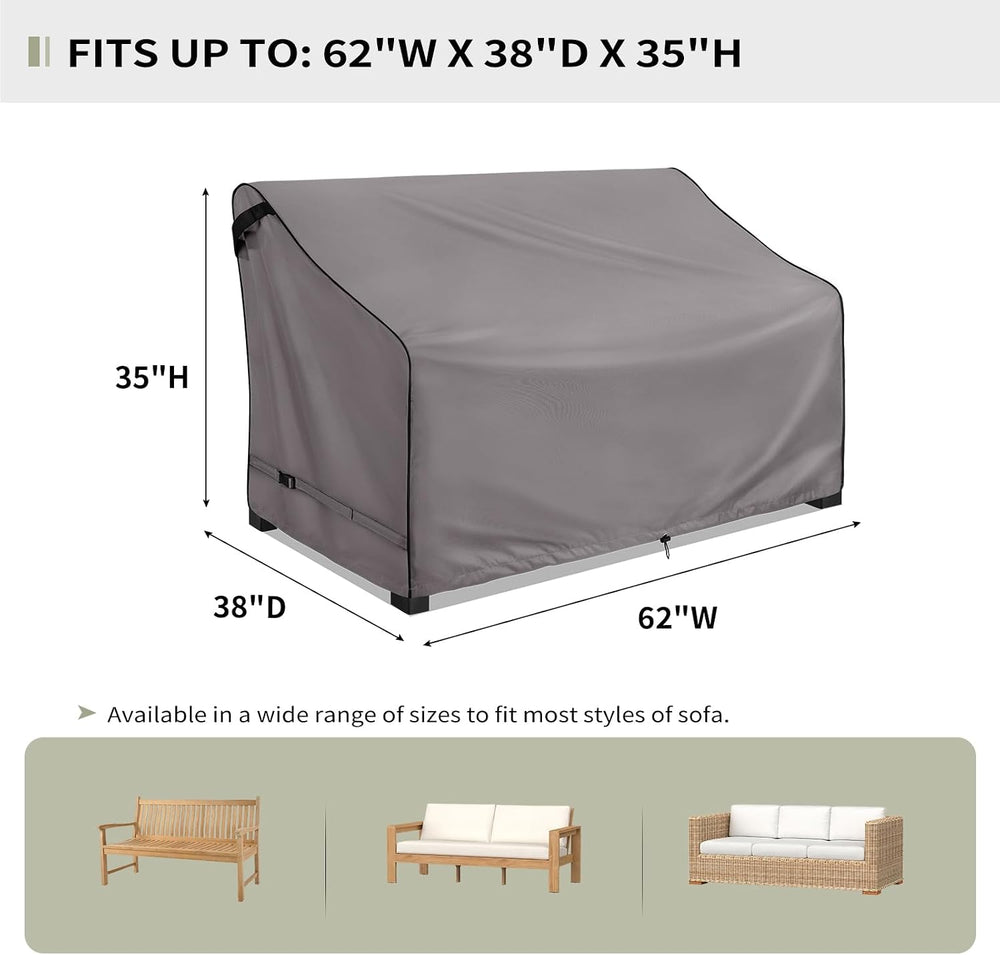 KylinLucky Outdoor Patio Sofa Cover 62 x 38 x 35 inch Waterproof Grey