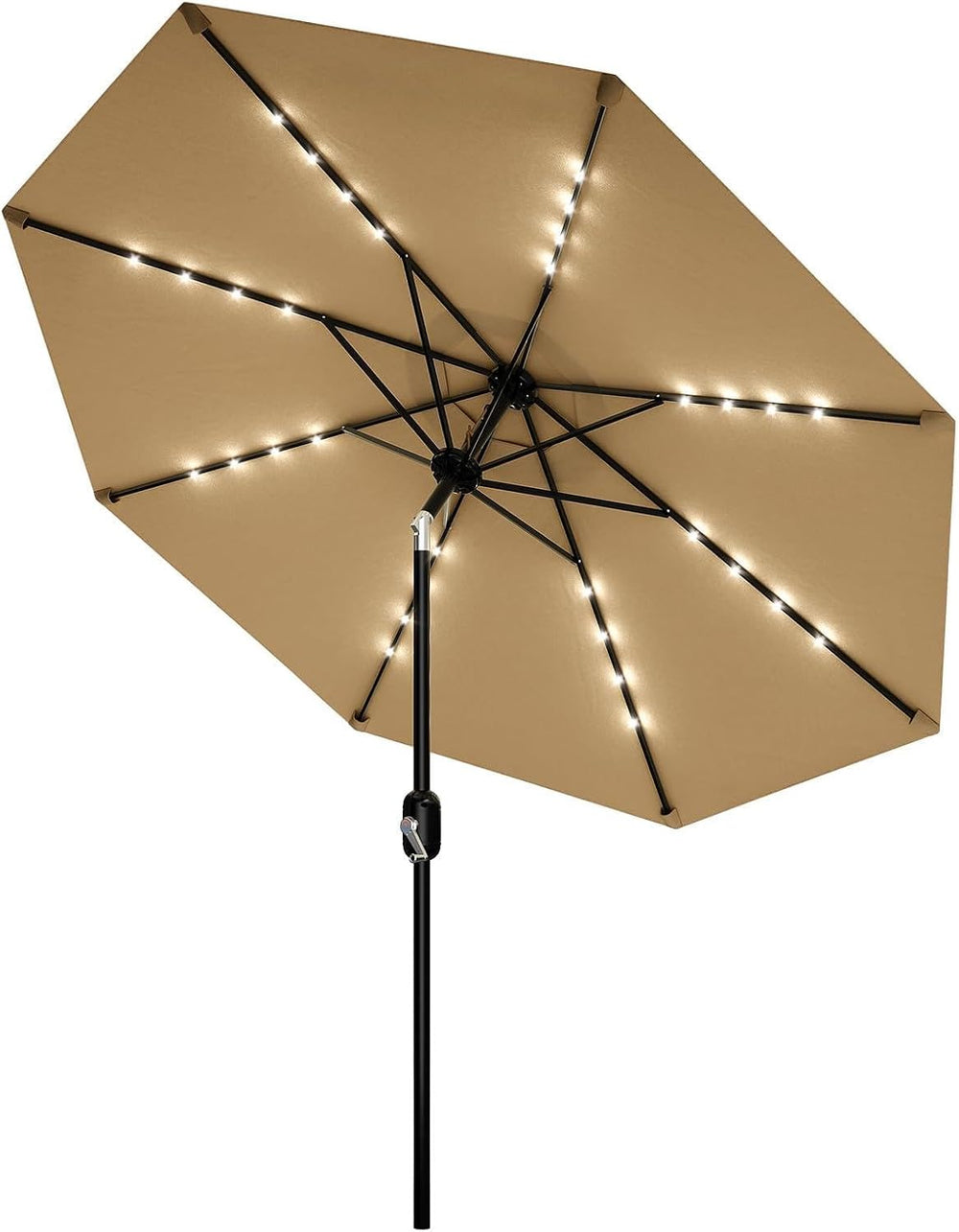 Garvee patio Umbrella with Solar Lights, Outdoor Table Umbrella with 8 Durabl...