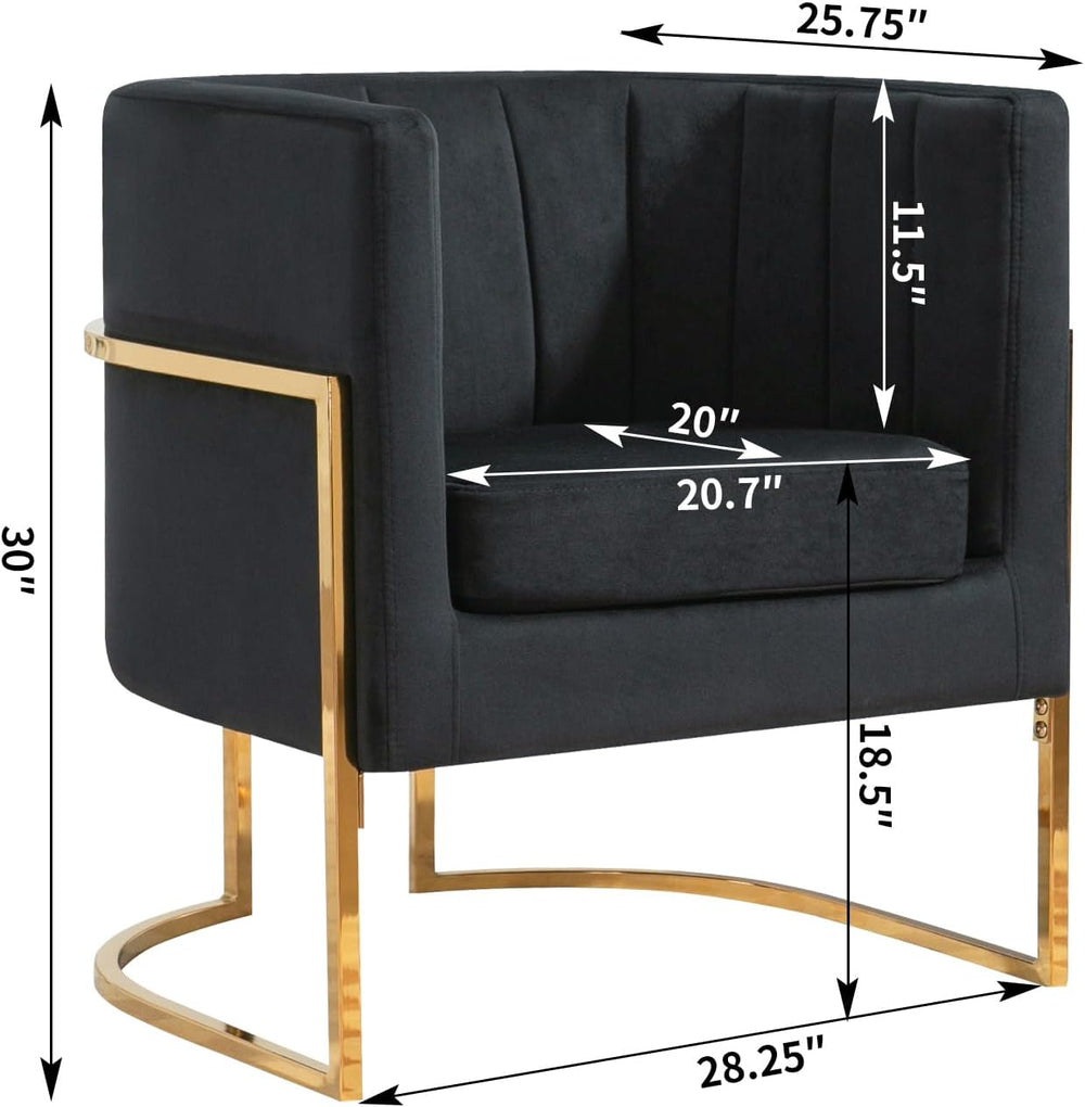 Velvet Modern Accent Chairs Set of 2, Upholstered Barrel Armchair Mid Century...