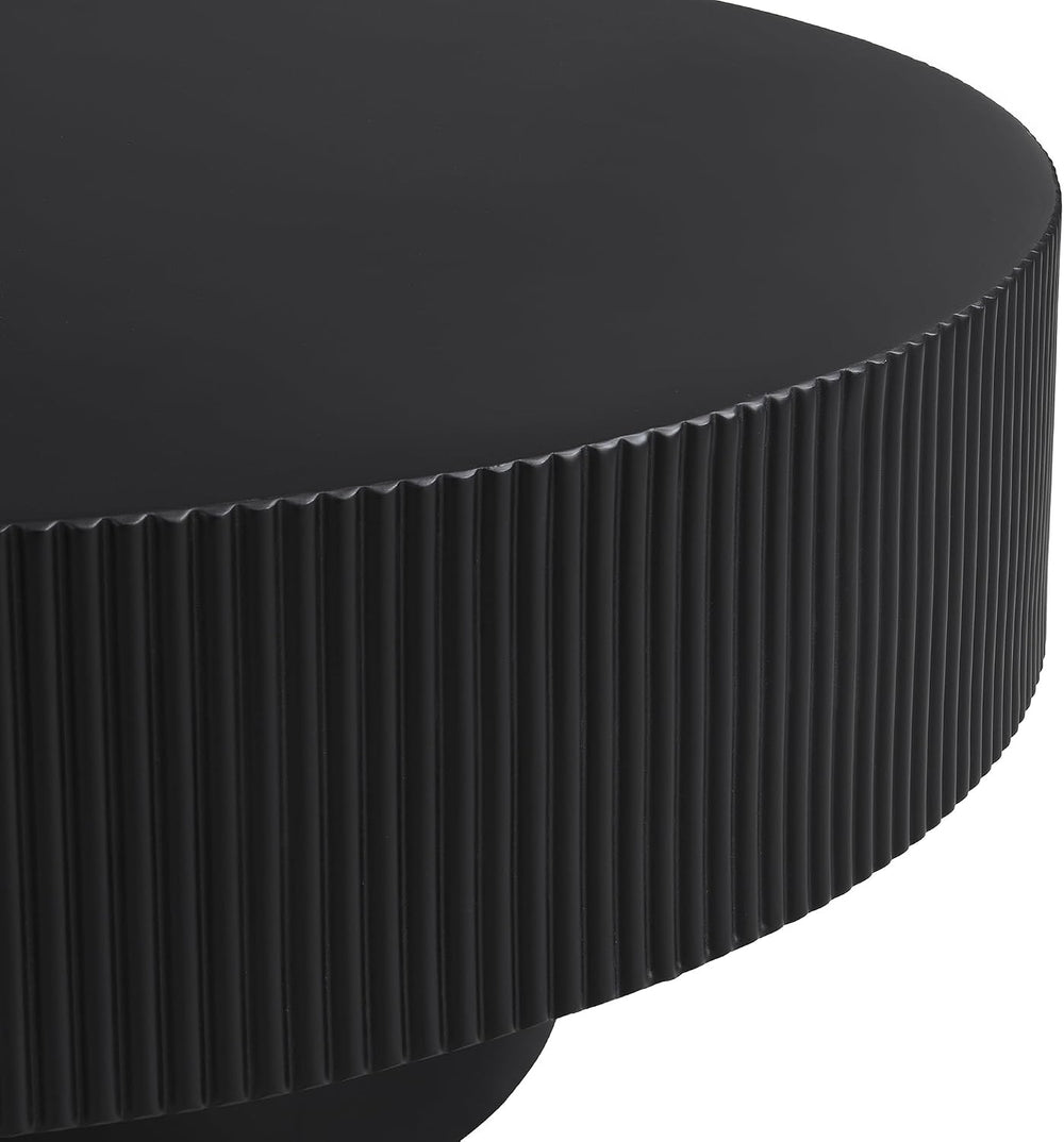 LUMISOL Modern Fluted Coffee Table with 6.8" Thick Tabletop, Black